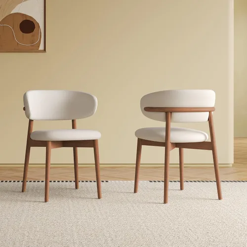 Miniatura 11 de Juego de 4 sillas de comedor, modernas patas de metal negro de cuero sintético para sala de estar, cocina, comedor