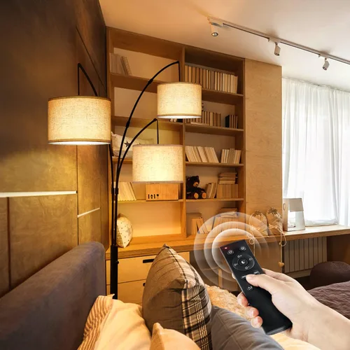 Miniatura 7 de OUTON Lámpara de pie LED de arco con control remoto, lámpara de pie alta arqueada regulable moderna de 3 luces en negro, lámparas de pie ajustables