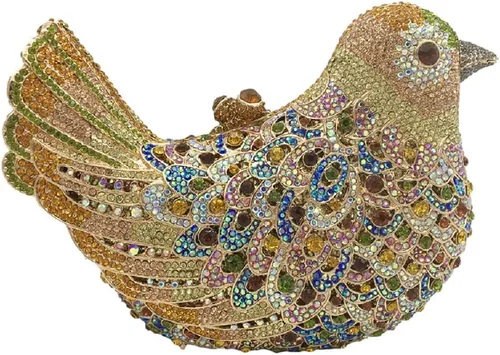 Boutique De FGG Monederos de mano de cristal para mujer, elegante bolso de noche con diamantes de imitación, paloma de graduación, bolso de mano