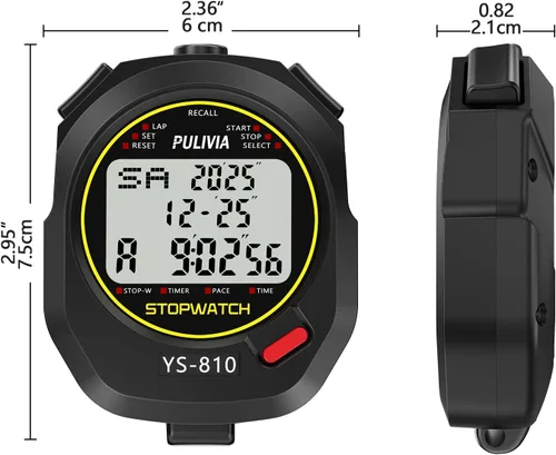 Miniatura 6 de Cronómetro Deportivo Temporizador con Memoria de 10 Vueltas Divididas Reloj Digital de Parada, Temporizador de Cuenta Regresiva Modo de Ritmo Reloj