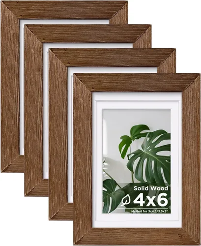 Miniatura 111 de Egofine - Juego de 4 portarretratos 8 x 10 pulgadas de madera maciza y cubierta de plexiglás de 4 x 6/5 x 7 pulgadas con paspartú u 8 x 10 pulgadas