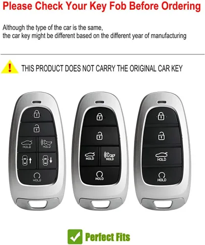 Miniatura 2 de Funda para llavero con llavero de cuero compatible con Hyundai Sonata, Santa Fe, Tucson NX4 Palisade 2020-2024, protector remoto (negro)