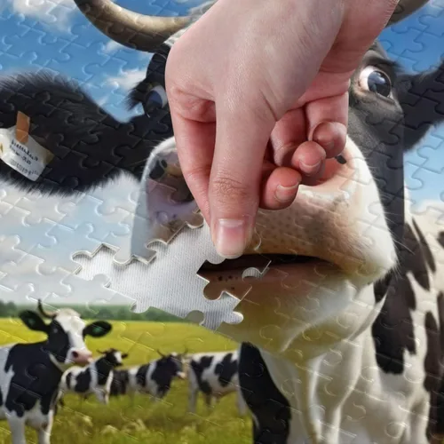 Miniatura 4 de Funny Cow Puzzle de 500 piezas, rompecabezas de madera para juegos familiares, adecuado para adolescentes y adultos