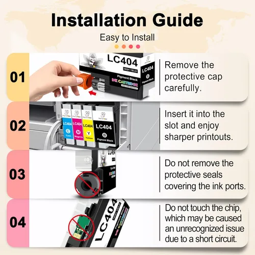 Miniatura 6 de MS DEER LC404 - Cartuchos de tinta para impresora Brother, 5 unidades, repuesto compatible de alto rendimiento para Brother LC 404 XL LC404XL