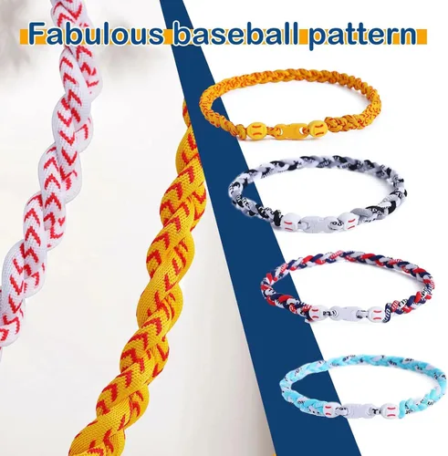 Miniatura 4 de Collar de béisbol de 18 pulgadas, regalos de goteo de béisbol, collares deportivos de tres trenzas, collares de titanio Tornado de cuerda deportiva