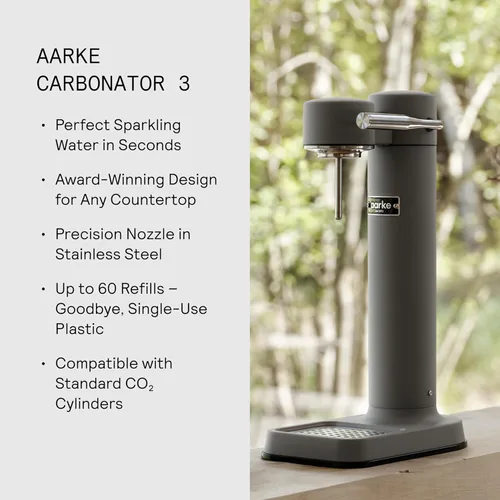 Miniatura 6 de Aarke Carbonator III, Máquina de agua con gas y carbonatación, acero inoxidable con botella reutilizable PET sin BPA, volumen 1L/34 fl oz (gris mate)