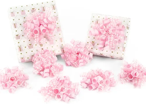 Miniatura 31 de HUIHUANG Lazos de color rosa intenso para envolver regalos, lazo de regalo rizado de 5 pulgadas x 8 unidades, lazos de cinta autoadhesivos para Rosa