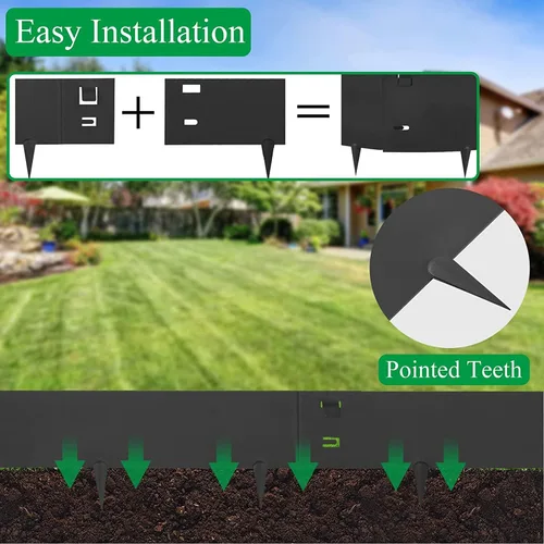 Miniatura 5 de Borde de acero para paisaje de 4 x 39 pulgadas, borde de metal negro, borde de acero con martillo, borde de acero para jardín, 5