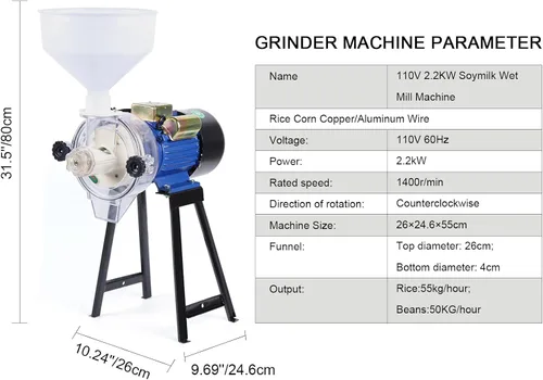 Miniatura 3 de Máquina moledora de leche de soja, molino de molino húmedo, máquina de molino húmedo-2.2KW 110V Máquina de molienda de harina de alimentación húmeda