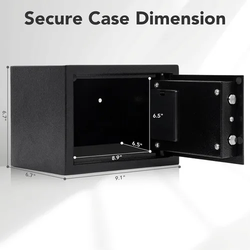 Miniatura 4 de Caja de seguridad de acero de 0.21 pies cúbicos con teclado digital, caja fuerte electrónica para el hogar, oficina, hotel, negocios, dinero