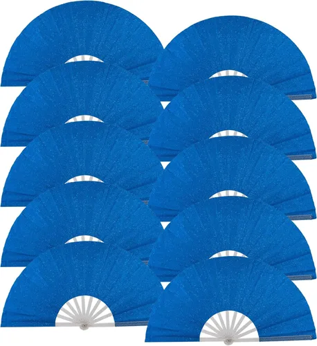 Miniatura 24 de 10 ventiladores plegables grandes de mano para hombres y mujeres, abanicos decorativos plegables, accesorios rave, utilizado para bailes, fiestas