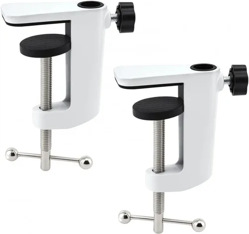 Miniatura 10 de 2 abrazaderas de escritorio de metal resistente, soporte de micrófono de montaje en mesa, clip C para micrófono, brazo de tijera de suspensión