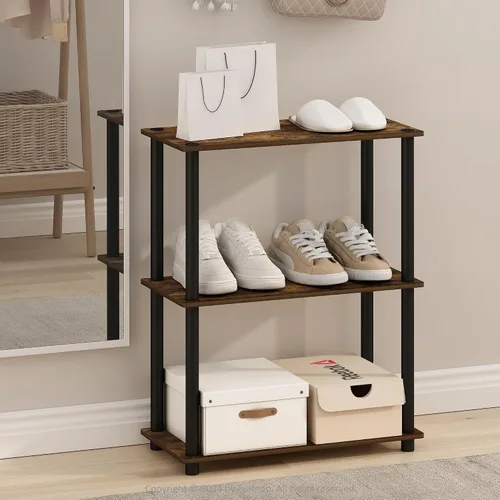 Miniatura 2 de Furinno Turn-N-Tube - Estantes de almacenamiento, estante para libros de 3 niveles, estante esquinero, estantes abiertos sin herramientas