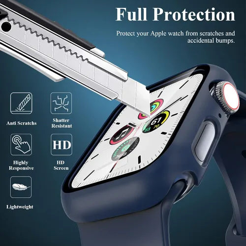 Miniatura 3 de Juego de 3 fundas compatibles con Apple Watch SE 3 Series 6/5/4 de 44 mm con protector de pantalla de vidrio templado, cubierta protectora