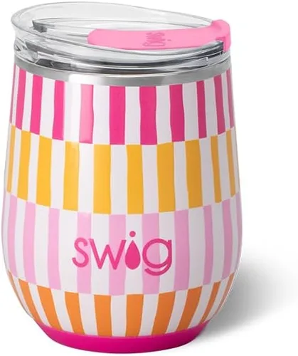 Miniatura 33 de Swig Life Vaso de vino de 12 onzas con tapa, acero inoxidable, apto para lavavajillas, portátil, triple aislamiento (todos los americanos)