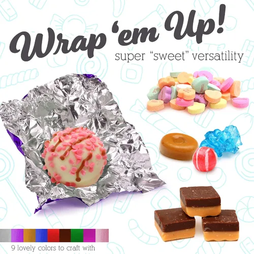 Miniatura 7 de LotFancy Envolturas de caramelos de aluminio para chocolates, 4 x 4 pulgadas, 900 piezas de papel de aluminio para envolver dulces, hojas cuadradas