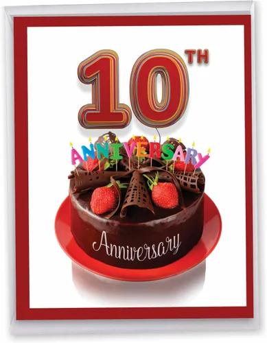 The Best Card Company - Tarjeta jumbo del 10º aniversario con sobre (8.5 x 11 pulgadas) - Felicitaciones grandes por 10 años de matrimonio - Gran