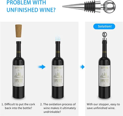 Miniatura 5 de IPOW Abridor de botellas de vino, Abridor de botellas de vino de aleación de zinc, Sacacorchos de ala resistente, Manual multifuncional tornillo