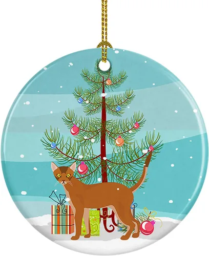 Miniatura 205 de Caroline's Treasures Adorno de cerámica con texto en inglés "Merry Christmas" para colgar en el árbol de Navidad, decoración para el hogar, Navidad