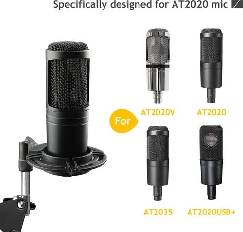 Miniatura 3 de Audio Technica AT2020 - Soporte de micrófono AT2020, soporte de tijera de suspensión con soporte de amortiguador, filtro pop, abrazadera resistente