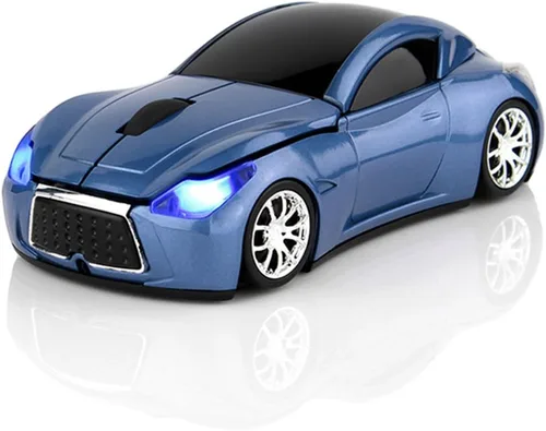 Miniatura 7 de Ai5G Ratón de coche de carreras inalámbrico Ratón en forma de coche deportivo 2.4GHz Luz LED Decoración de superficie brillante Escritorio Portátil