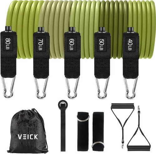 Miniatura 31 de VEICK Bandas de resistencia, bandas de ejercicio, bandas de entrenamiento, bandas de resistencia para entrenar con asas para hombres y mujeres