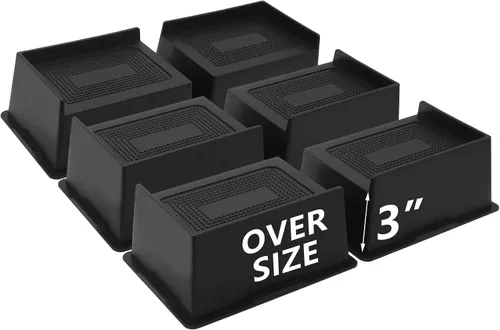 Miniatura 12 de Elevadores de cama de 4 pulgadas, resistentes, elevadores de muebles de gran tamaño, paquete de 4 elevadores de cama extra anchos para mesa, sofá
