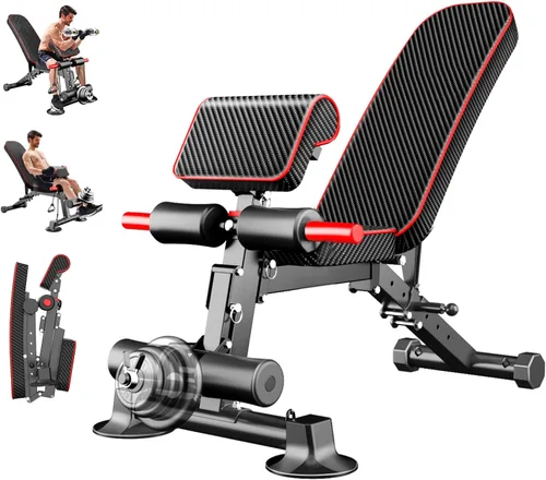 Z ZHICHI Banco de pesas ajustable, bancos de entrenamiento de fuerza para entrenamiento de cuerpo completo, capacidad de 880 libras, juego de banco