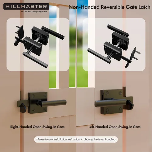 Miniatura 2 de Pestillo de puerta de doble lado HILLMASTER para valla de madera, pestillo de puerta basculante resistente para valla exterior, pestillo de puerta