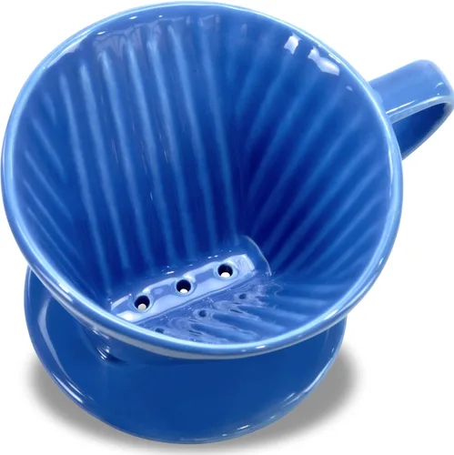 Miniatura 3 de Pour Over Ceramic - Cafetera de cerámica con 3 agujeros de fondo plano, cono de filtro lento de porcelana para viajes, campamento, oficina, hogar