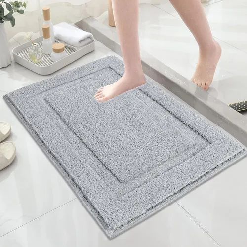 Miniatura 37 de SHACOS Alfombras de baño súper suaves y esponjosas de 24"x36" antideslizantes, lavables, alfombras de baño absorbentes, alfombras para suelo de Gris