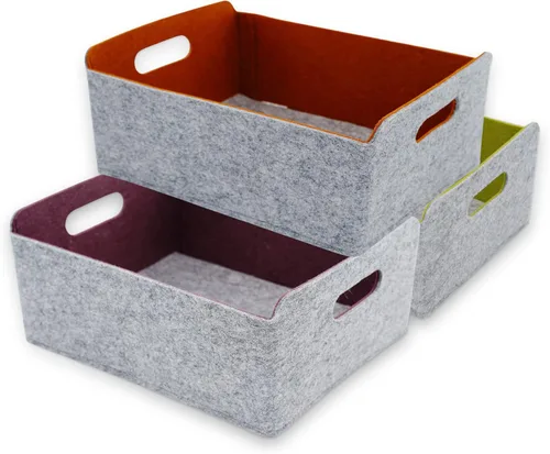 Miniatura 25 de Welaxy Cestas de almacenamiento plegables de fieltro, cubos de almacenamiento para estantes, caja de fieltro para niños, juguetes, revistas, libros