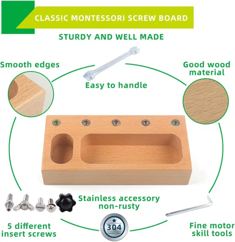 Miniatura 2 de MEROCO Montessori - Tablero de destornilladores - Juguetes educativos de aprendizaje para niños de 3 a 5 años - Juguete Montessori sensorial