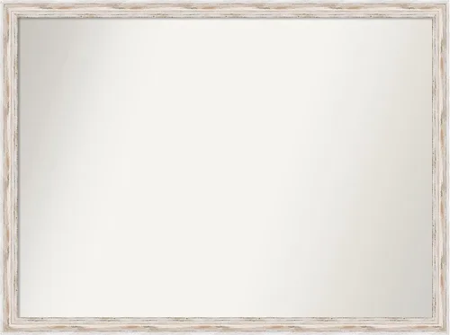 Miniatura 443 de Amanti Art Espejo de baño blanco para sobre el fregadero, 30 x 35 pulgadas, espejo de tocador rectangular estrecho de Eva de oro blanco, marco