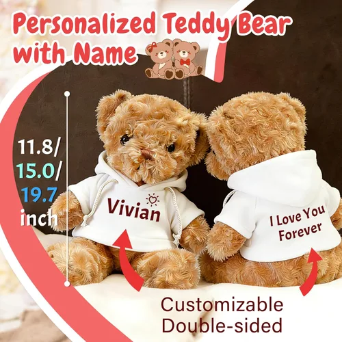 Miniatura 3 de Oso de peluche personalizado con texto de nombre, osos personalizados de 11.8/15/19.7, regalos de cumpleaños personalizados para el día de la madre