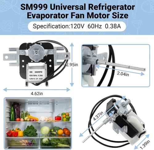 AMI PARTS SM999 - Motor universal para ventilador evaporador de refrigerador compatible con refrigerador Kenmore y Frigidaire, reemplaza GEM 240