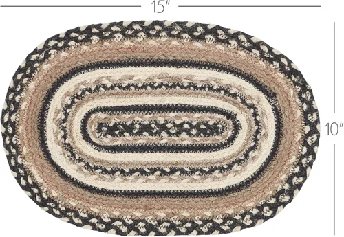 Miniatura 4 de VHC Brands Sawyer Mill, Dining Table Placemat, Braided Jute, Oval, Charcoal Creme, 10x15, 8 Pack 8 Pack