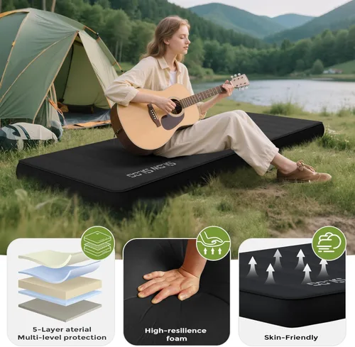 Miniatura 2 de Colchonetas Autoinflables para Acampar de Espuma Ultra Gruesa de 4 Pulgadas, Colchón Inflable de Campamento con Saco de Bomba, Almohadilla Portátil