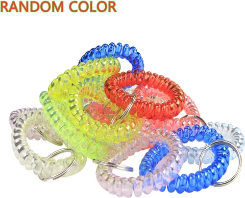 Miniatura 7 de BIHRTC Llavero elástico flexible de la pulsera de la primavera de la bobina espiral de la transparencia, al azar