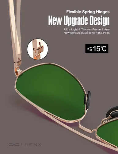 Miniatura 4 de Lentes para aviador Luenx polarizados, para hombres y mujeres, con armazón de metal grande, protección UV 400