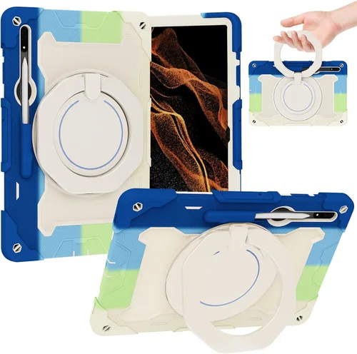 Miniatura 21 de Dteck Funda inteligente de cuero para Samsung Galaxy Tab S8 Ultra de 14.6 pulgadas 2022, azul con bolsillo frontal, soporte de múltiples ángulos