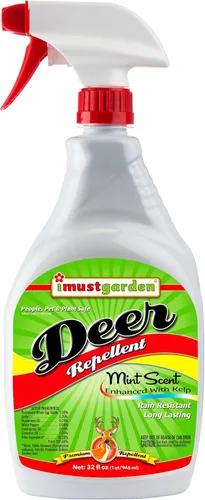 I Must Garden - Repelente de ciervos: Spray de ciervo con aroma a menta para jardines y plantas, ingredientes naturales, 32 onzas, listo para usar