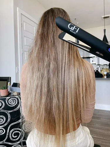 Miniatura 3 de GFI Plancha para el cabello, elemento calefactor turbo, plancha plana de titanio, alisa, riza cualquier tipo de cabello, control de temperatura