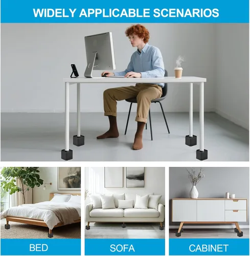 Miniatura 3 de Elevadores de muebles resistentes, elevadores de cama apilables, bloques de elevación de cama ajustables, elevación en alturas de 3 pulgadas
