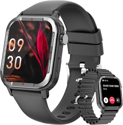 Relojes inteligentes para hombres (respuesta/hacer llamadas), rastreador de fitness con 123 modos deportivos, monitor de frecuencia cardíaca, Spo2,