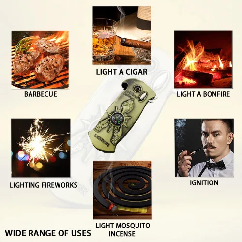 Miniatura 5 de Fun Compass - Encendedor multifuncional a prueba de viento, encendedor creativo de paso, encendedor de butano recargable, inflable, fresco, regalo