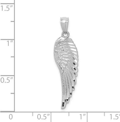 Miniatura 3 de Colgante de oro blanco de 14 quilates pulido y texturizado con alas de ángel estilo YC1244