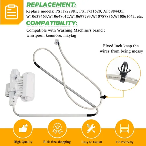 Miniatura 3 de W10810403 W10861642 W10787836 cerradura de tapa de lavadora cabrio (garantía de 15 años) - Reemplazo para whirlpool Cabrio kenmore Serie 600 700