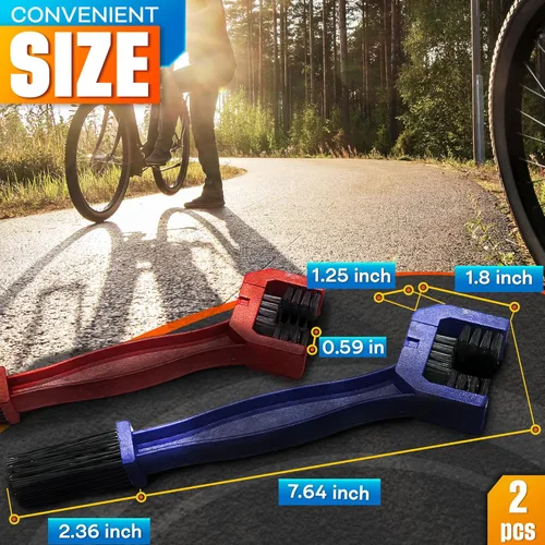 Miniatura 2 de Juego de 2 cepillos para cadena de motocicleta, kit de limpieza de cadena de motocicleta de plástico duradero con cerdas de nailon de 3 lados