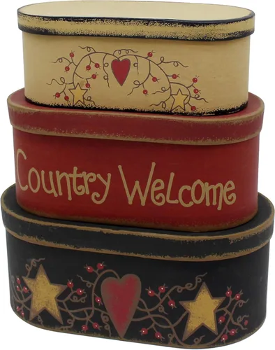Miniatura 6 de CVHOMEDECO. Primitives - Fotos ovaladas antiguas, recuerdos, cajas de cartón nido, grandes 9-3/4 x 5-1/2 x 4 pulgadas, juego de 3.